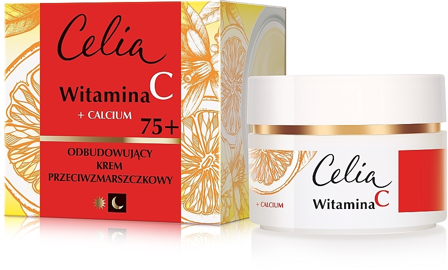 Aufbauende Anti-Falten Gesichtscreme mit Kalzium und Vitamin C 75+ - Celia Witamina C