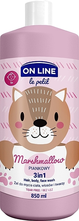 3in1 Duschgel für Körper, Gesicht und Haar mit Marshmallow-Duft - On Line Le Petit Marshmallow 3 In 1 Hair Body Face Wash — Bild N2