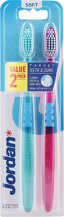 Zahnbürste weich Target Teeth & Gums violett, grün 2 St. - Jordan Target Teeth & Gums Soft Toothbrush  — Bild N6