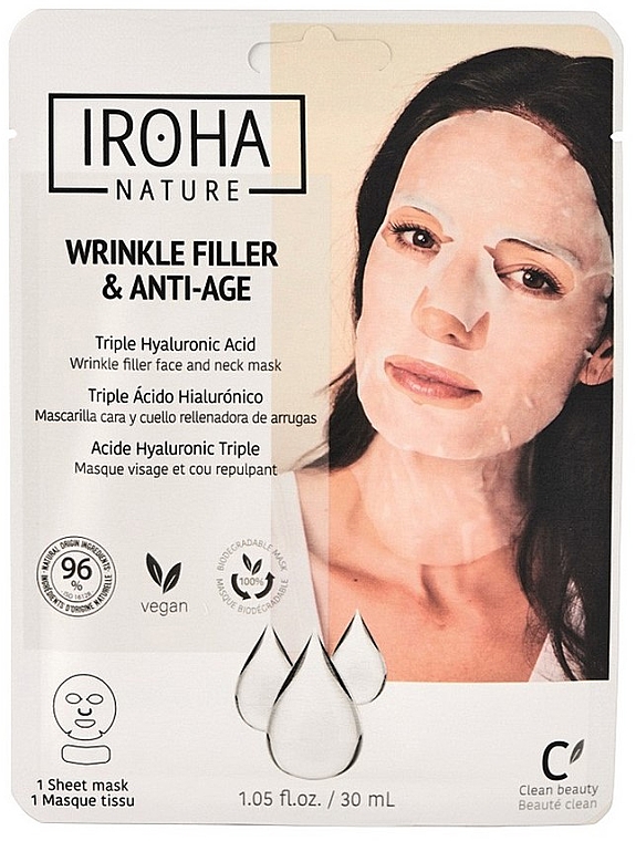 Gesichtsmaske - Iroha Nature Wrinkle Filler & Anti-Age Tissue Face & Neck Mask — Bild N1