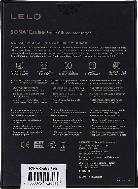 Sonic-Klitoris-Massagegerät mit Geschwindigkeitsregler rosa - Lelo Sona Cruise Sonic Clitoral Massager — Bild N2