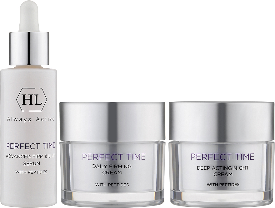 Gesichtspflegeset - Holy Land Cosmetics Perfect Time Kit (Serum 30ml + Tagescreme 50ml + Nachtcreme 50ml) — Bild N2