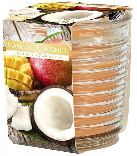 Duftkerze in einem gerippten Glas Mango-Kokosnuss - Bispol Scented Candle Mango-Coconut — Bild N1