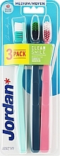Zahnbürste mittel blau, rosa, türkis 3 St. - Jordan Clean Smile Medium — Bild N1