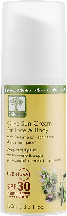 Sonnenschutz für Gesicht und Körper Olive - Bioselect Olive Sun Cream For Face & Body SPF30 — Bild N1