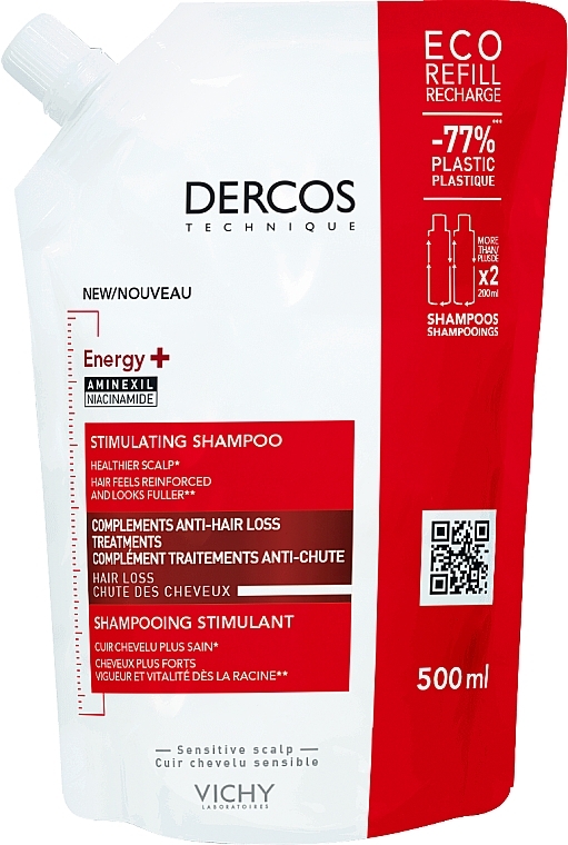 Tonisierendes Shampoo gegen Haarausfall - Vichy Dercos Energy+ Stimulating Shampoo (Refill)  — Bild N1