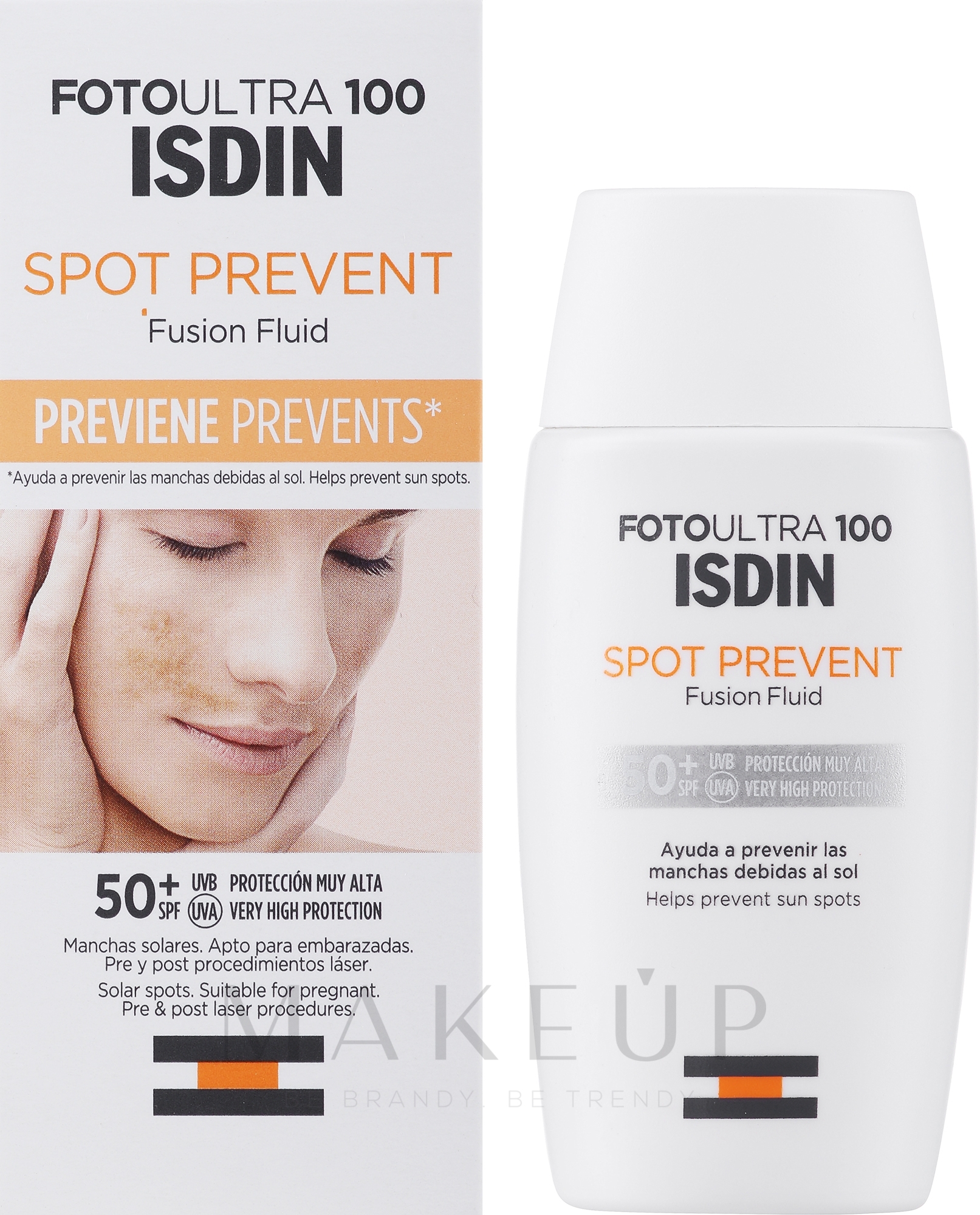 Gesichtsfluid mit Hyaluronsäure SPF50+ - Isdin Foto Ultra 100 Spot Prevent Fusion Fluid SPF 50+ — Bild 50 ml