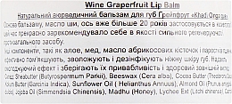 Natürlicher ayurvedischer Lippenbalsam mit Grapefruit, Bienenwachs und Honig - Khadi Organique Wine Grapefruit Lip Balm — Bild N2