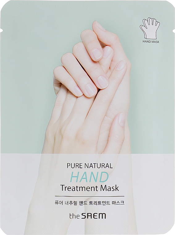 Feuchtigkeitsspendende und pflegende Maske in Handschuh-Form mit Paraffin und Sheabutter - The Saem Pure Natural Hand Treatment Mask — Bild N1