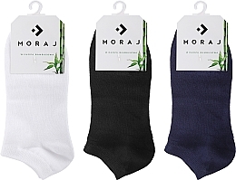 Kurze Socken aus Bambus schwarz, blau, weiß Drei Paare - Moraj — Bild N1