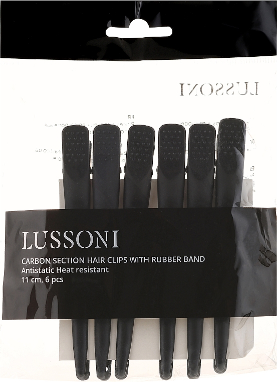 Carbon-Haarspangen schwarz 6 St. - Lussoni — Bild N1