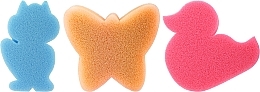 Düfte, Parfümerie und Kosmetik Baby-Badeschwamm-Set 3-tlg. Blaufuchs + orangefarbener Schmetterling + rosa Entlein - Ewimark