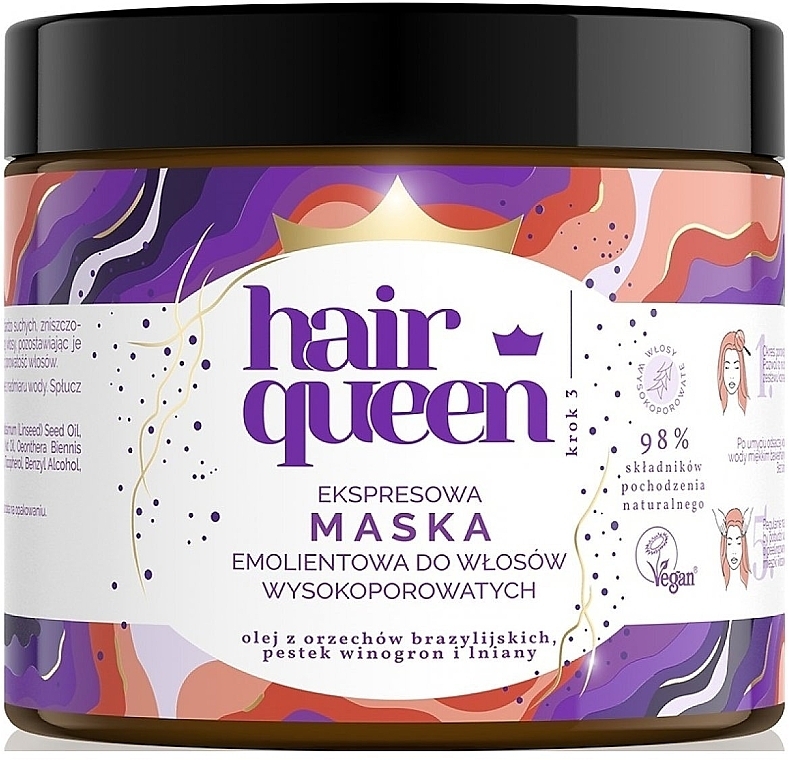 Haarmaske mit hoher Porosität - Only Bio Hair Queen — Bild N1