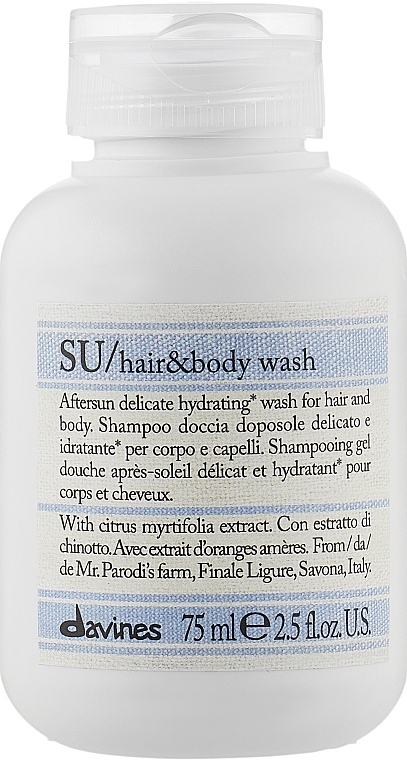 Regenerierendes Shampoo für Haar und Körper nach dem Sonnen mit Myrtifolia-Extrakt - Davines SU Replenishing Hair And Body After Sun Wash — Bild N1