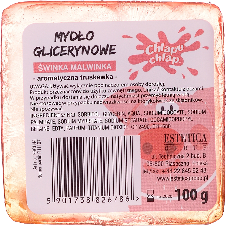 Glycerinseife für Kinder mit saftigem Erdbeerduft Schweinchen - Chlapu Chlap Glycerine Soap — Bild N2