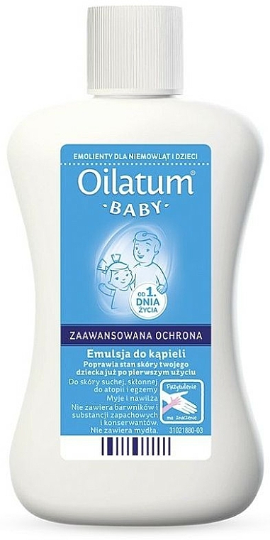 Milde Badeemulsion für Neugeborene und Kinder für trockene, atopische und zu Ekzemen neigende Haut - Oilatum Baby Bath Emulsion — Bild N1