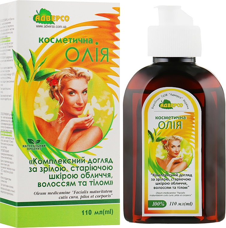 Kosmetisches Öl für umfassende Pflege von reifer, alternder Haut, Haar und Körper - Adverso — Bild N2