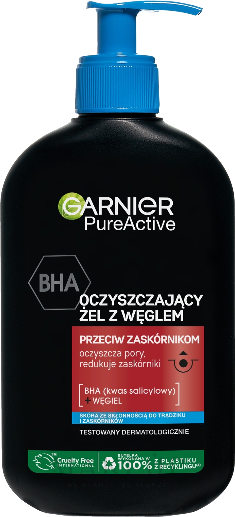 Reinigungsgel gegen Mitesser - Garnier Pure Active BHA Charcoal Cleansing Gel — Bild 250 ml