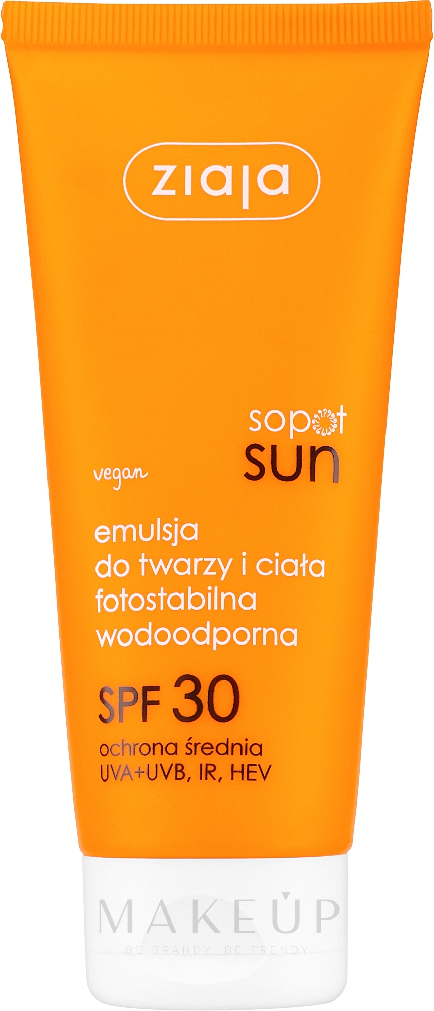 Wasserfeste Emulsion für Gesicht und Körper - Ziaja Sopot Sun Face & Body Emulsion SPF 30 — Bild 100 ml