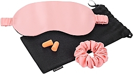 Düfte, Parfümerie und Kosmetik Schlafset Pfirsich in einer Geschenkbox - Makeup Gift Set Pink Sleep Mask, Scrunchie, Ear Plugs
