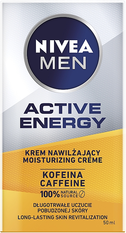 Feuchtigkeitsspendende Gesichtscreme für Männer mit Koffein - Nivea Men Active Energy Caffeine Long-lasting Skin Revitalization — Bild N1