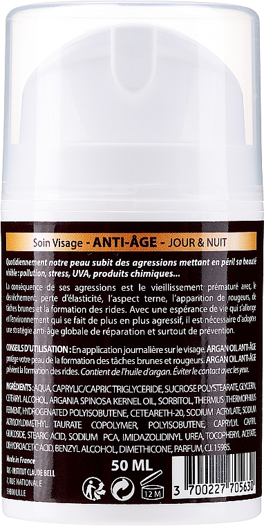 Regenerierende Anti-Aging Gesichtscreme mit Arganöl - Institut Claude Bell Argan Oil Anti-Age Jour & Nuit — Bild N2