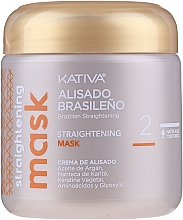 Haarpflegeset mit Keratin - Kativa Alisado Brasileno Con Glyoxylic & Keratina Vegetal Kit (Pre-Behandlung Shampoo 15ml + Behandlung zur Haarglättung 150ml + Shampoo 30ml + Conditioner 30ml + Pinsel 1St. + Handschuhe) — Bild N3