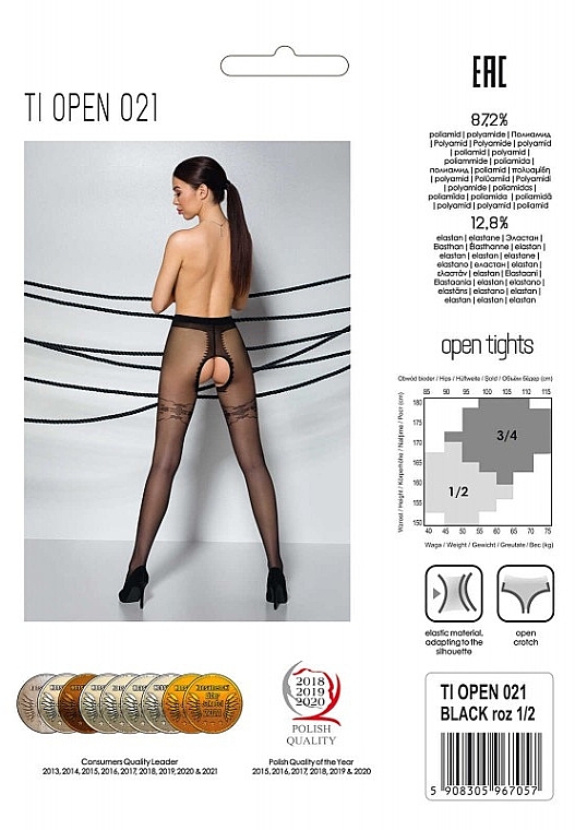 Erotische Strumpfhose mit Ausschnitt Tiopen 021 20 Den black - Passion — Bild N2