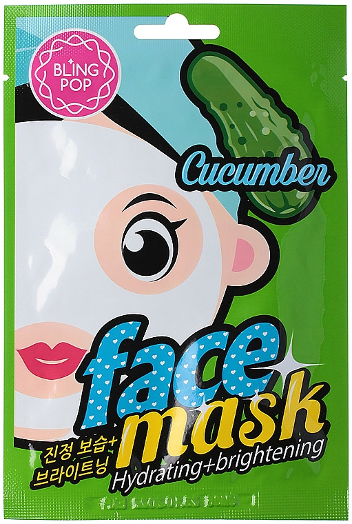 Feuchtigkeitsspendende und aufhellende Tuchmaske für das Gesicht mit Gurkenextrakt - Bling Pop Cucumber Hydrating & Brightening Mask — Bild N1