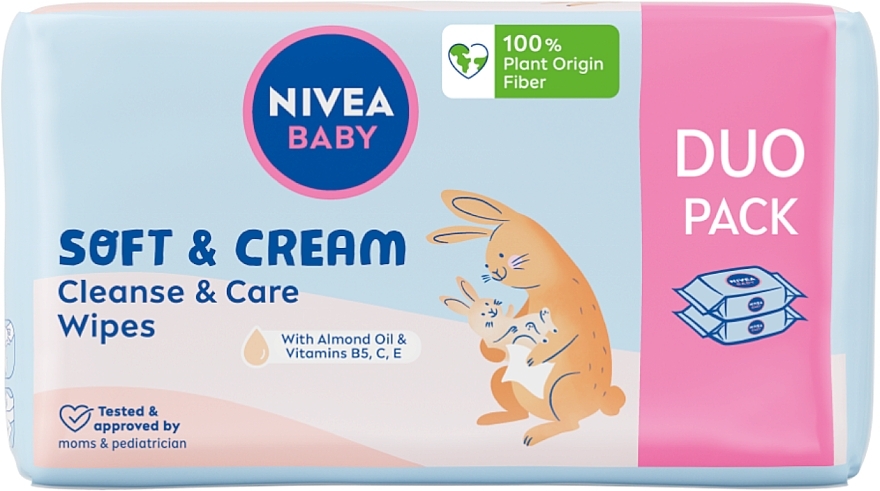 Biologisch abbaubare Tücher 2x57 St. - Nivea Baby Soft & Cream — Bild N1