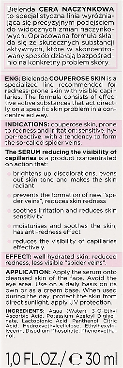 Gesichtsserum gegen Couperose Haut mit Vitamin C, Azeloglycin und Lactobionsäure - Bielenda Capillary Skin Face Serum — Bild N3