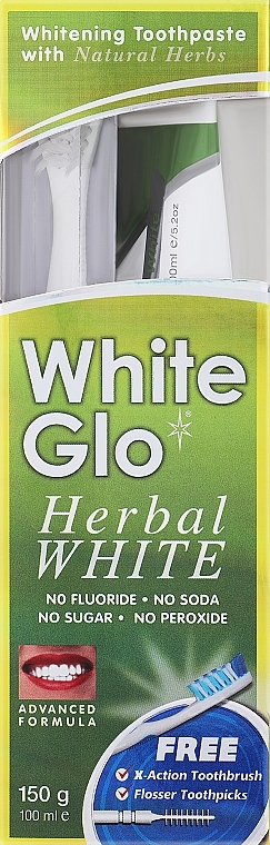 Zahnpflegeset weiß-rosa - White Glo Herbal White Set (Zahnpaste 100ml + Zahnbürste 1St. + Interdentalbürste))  — Bild N2