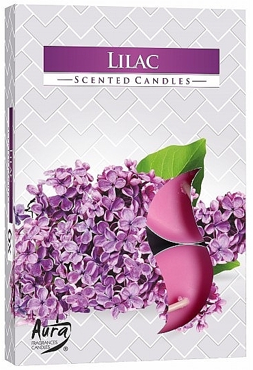GESCHENK! Teekerzen-Set Flieder - Bispol Aura Lilac Scented Candles — Bild N1