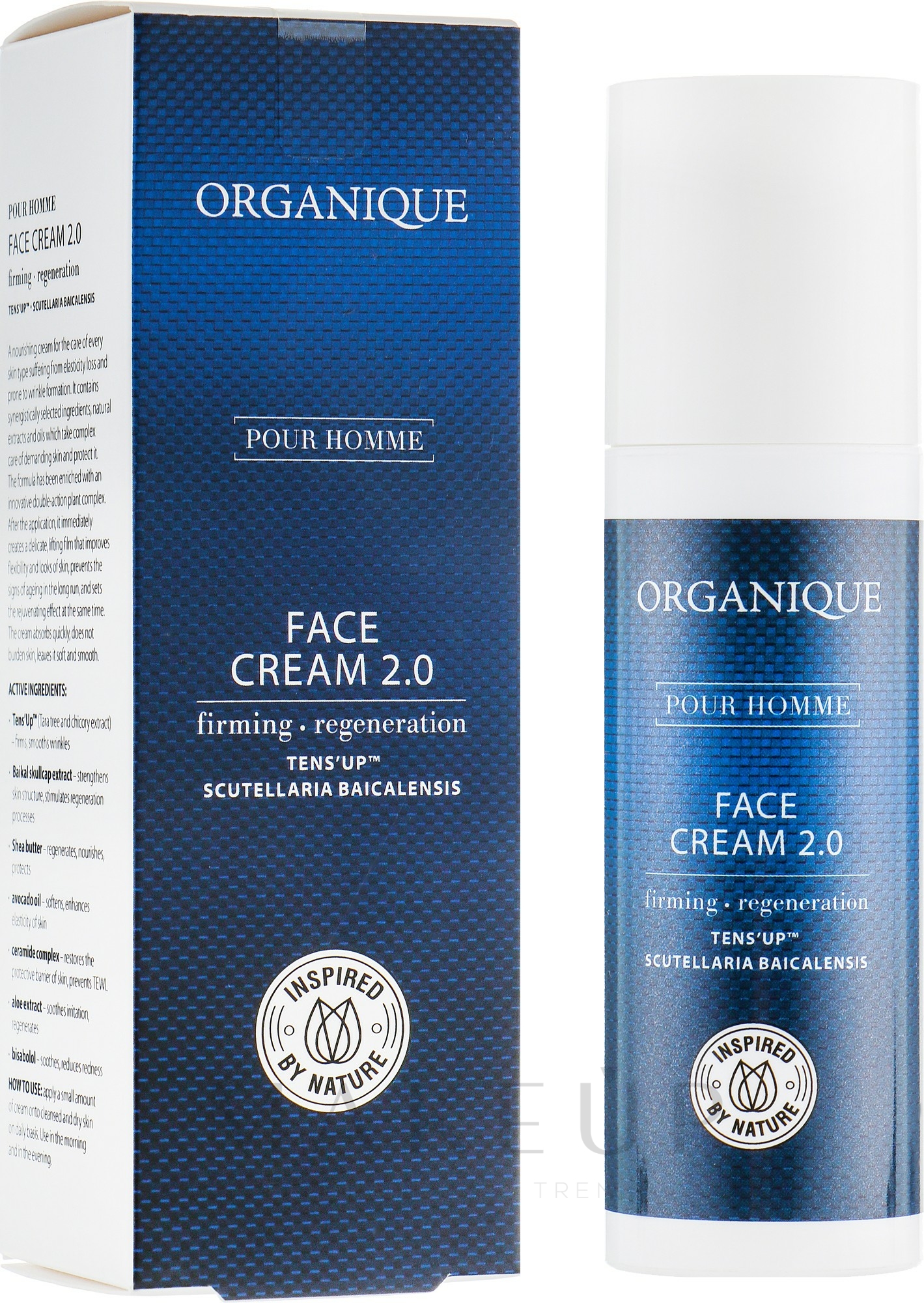 Regenerierende und straffende Gesichtscreme für Männer - Organique Naturals Pour Homme Face Cream 2.0 — Bild 50 ml