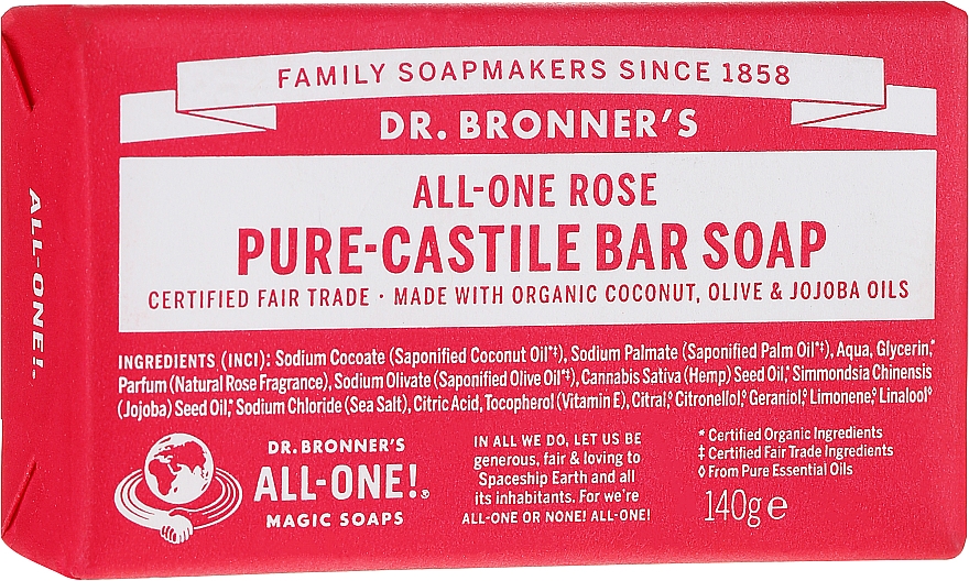 Natürliche Seife Rose - Dr. Bronner’s Pure Castile Bar Soap Rose — Bild N1