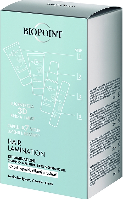 Haarpflegeset - Biopoint Hair Lamination (Gel 20ml + Shampoo 20ml + Haarmaske 20ml + Haarserum 20ml) — Bild N1