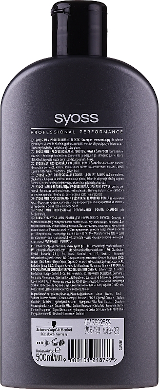 Shampoo für Männer, Tiefenreinigung und Erfrischung - Syoss Men Power  — Bild N2