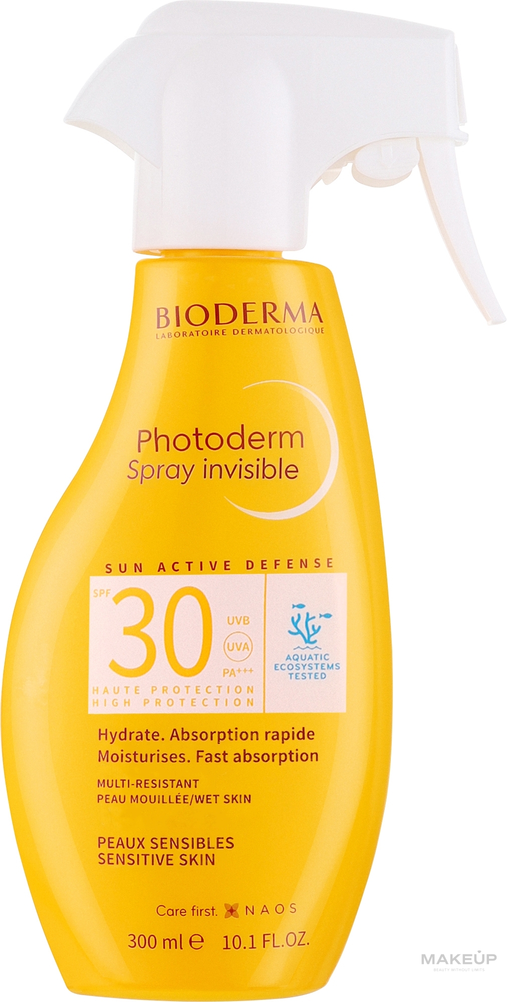 Unsichtbares Sonnenschutzspray für Gesicht und Körper  - Bioderma Photoderm Invisible Spray SPF30 — Bild 300 ml