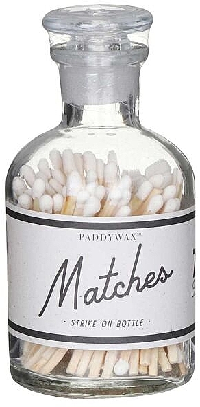 Sicherheitskerzenstreichhölzer im Glasgefäß, weiße Zündkopfe - Paddywax Matches Strike On Bottle White Tips — Bild N1