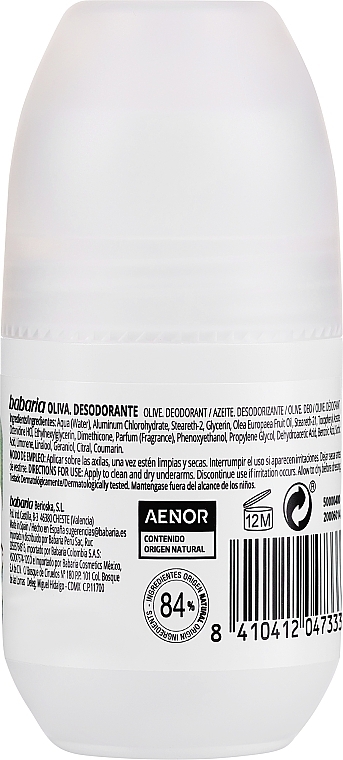 Körperdeodorant Olive - Babaria Olive Oil Roll On Deodorant — Bild N2