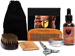 Düfte, Parfümerie und Kosmetik Bartpflegeset - Yoshimoto Gentleman's Code ST057 (Bartkamm + Schere + Bartwachs 30g + Bartöl 30ml + Bartbürste + Kosmetiktasche)