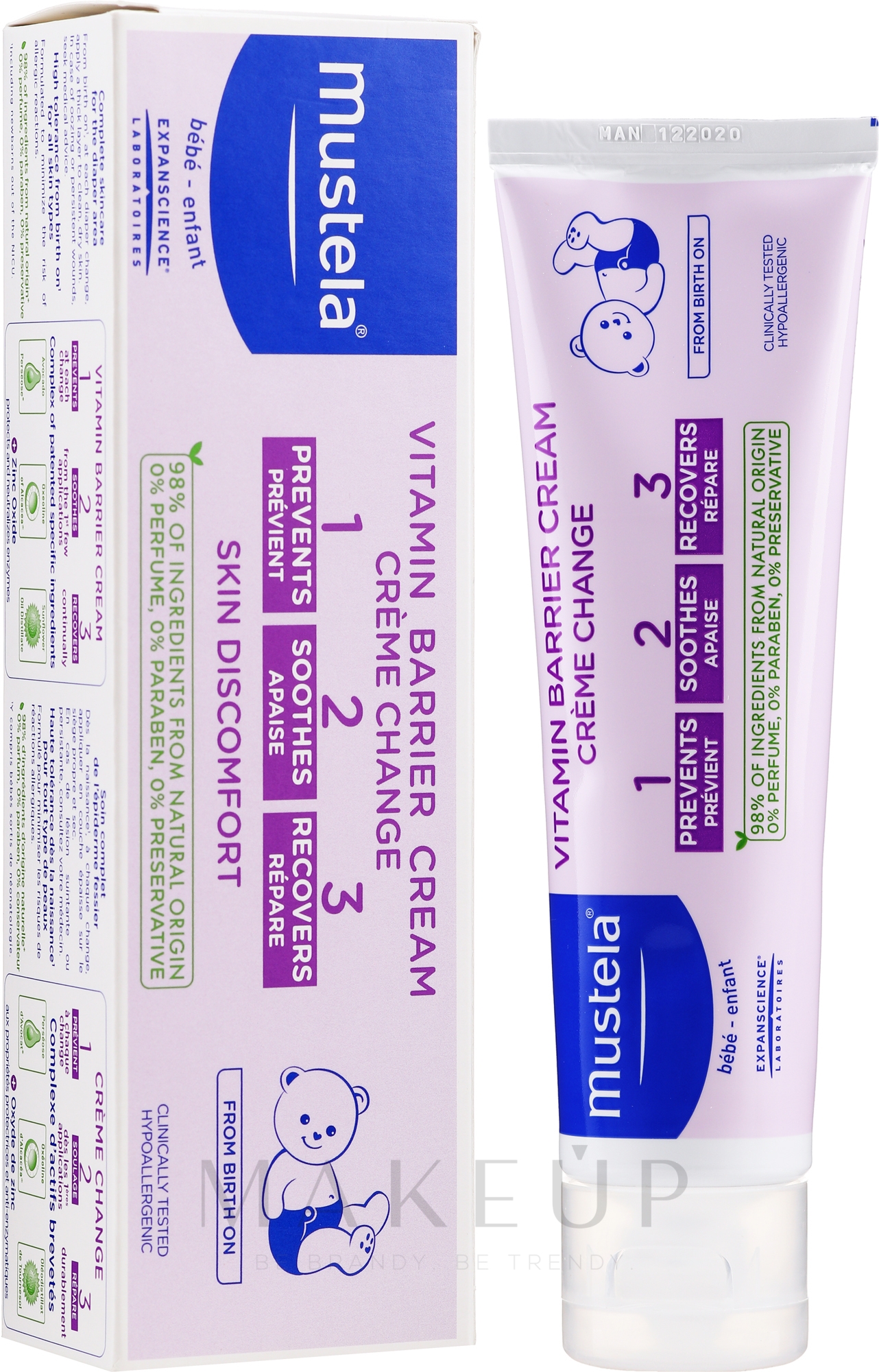 Schützende Windelcreme mit Vitamin B5 und F - Mustela Bebe Vitamin Barrier Cream — Bild 100 ml