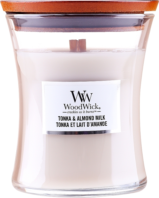 Duftkerze im Glas - Woodwick Hourglass Candle Tonka & Almond Milk — Bild N1