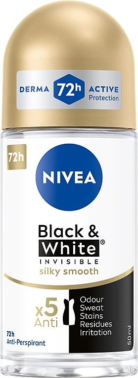 Deo Roll-on Antitranspirant Black & White - NIVEA Black & White Invisible Silky Smooth Deodorant Roll-on — Bild N1