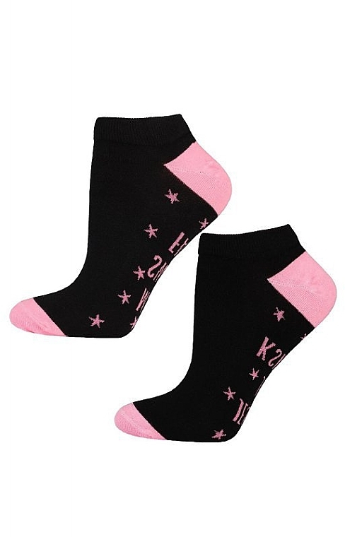 Damensocken 1 Paar schwarz mit rosa Sternen - Moraj — Bild N1