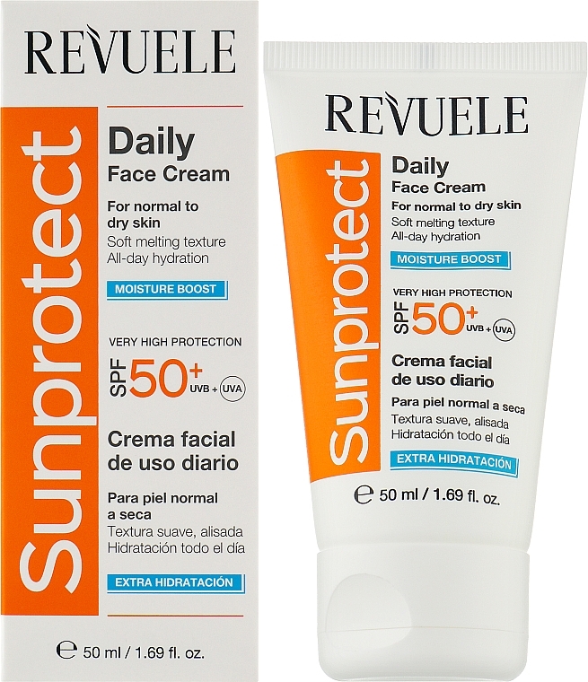 Feuchtigkeitsspendende Sonnencreme für das Gesicht  - Revuele Sunprotect Moisture Boost Daily Face Cream For Normal To Dry Skin SPF 50+ — Bild N2