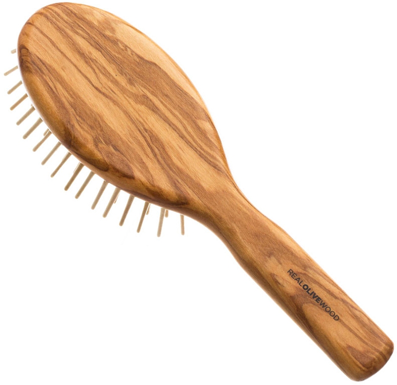 Antistatische Haarbürste aus Olivenholz - Hydrea London Olive Wood Anti-Static Hair Brush Extra Long Pins — Bild N2