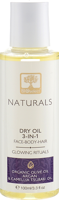 3in1 Trockenöl für Gesicht, Haare und Körper mit Arganöl und Kamelien-Tsubaki-Öl - BIOselect Naturals Dry Oil — Bild N1