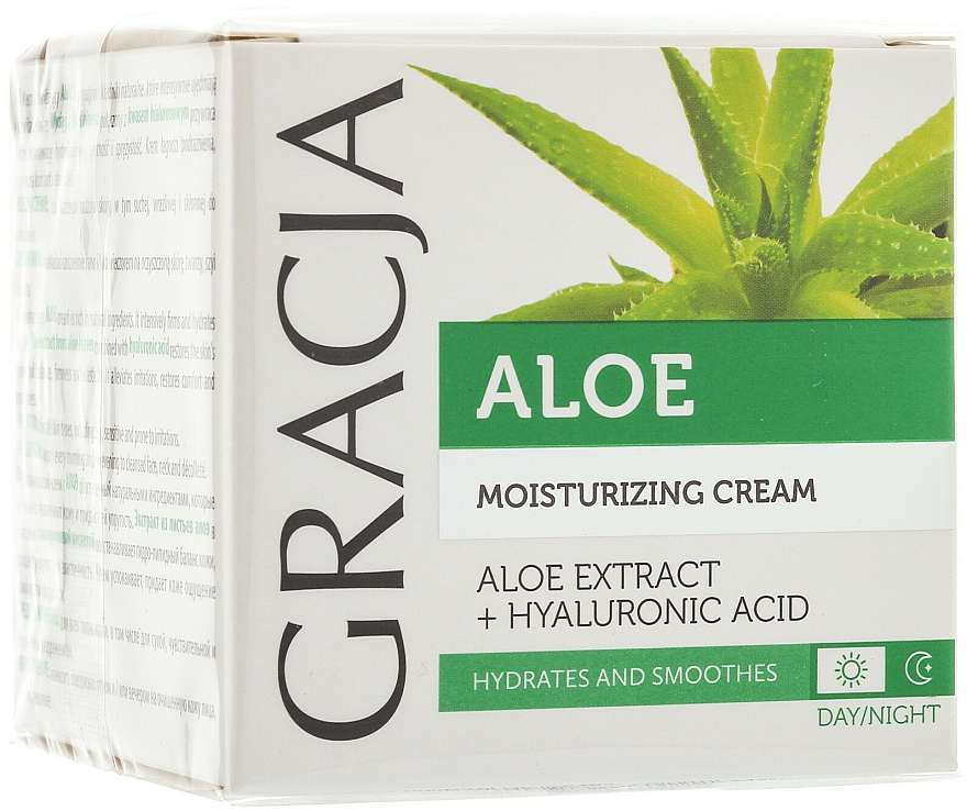 GESCHENK! Feuchtigkeitsspendende Anti-Falten Gesichtscreme mit Aloe Vera und Hyaluronsäure - Gracja Aloe Moisturizing Face Cream — Bild N2