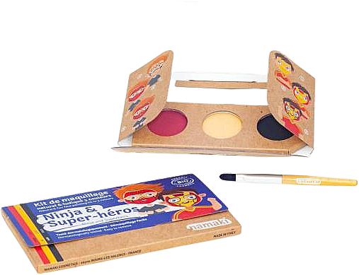 Schminkset für Kinder - Namaki Ninja & Superhero 3-Color Face Painting Kit (Gesichtsfarbe 7,5g + Pinsel 1 St. + Accessories 2 St.) — Bild N2